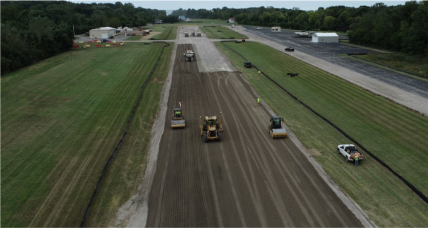 Soil compaction during construction of airport runway